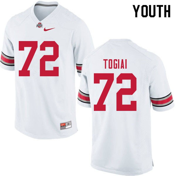 Ohio State Buckeyes #72 Tommy Togiai Youth Stitch Jersey White